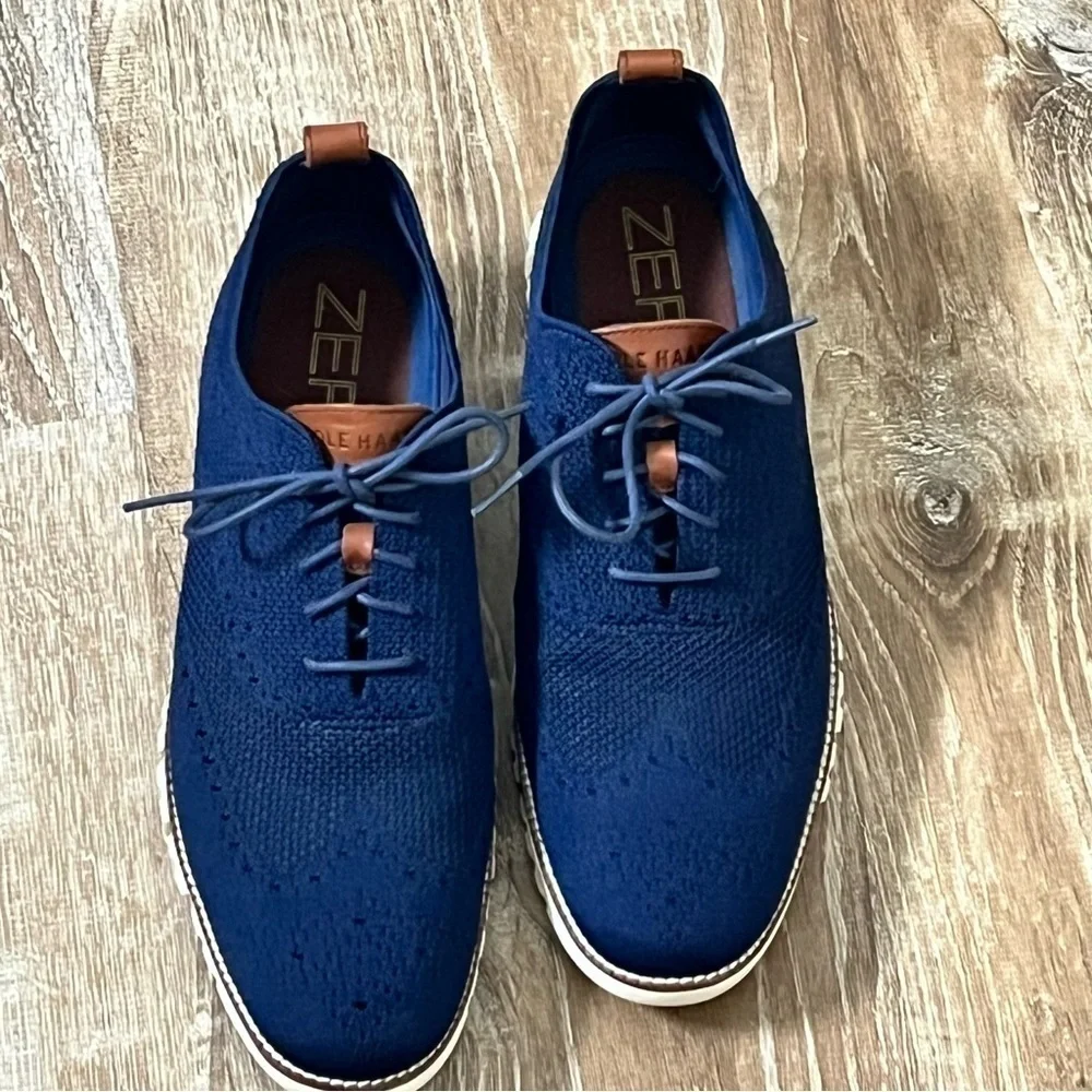 Cole Haan Blue Brown White Oxford Shoes C24947 Mens 12M ZeroGrand Wingtip Oxford